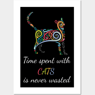 Time Spent With Cats - T-Shirt V1 Posters and Art